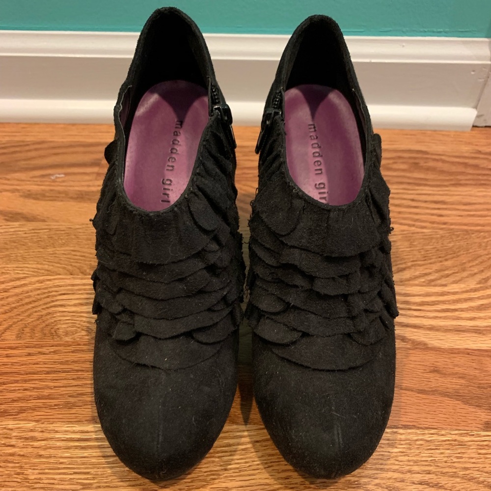 Madden Girl Black Ruffled Booties